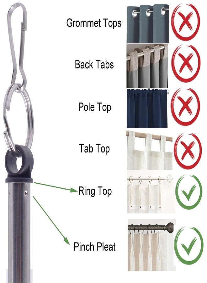 YYST 40-inch Adjustable Drapery Pull Curtain Wand w/Stainless Steel Hook (Black X 2) - Image 4